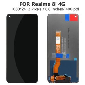 Ekranas skirtas Realme 8i 9i Narzo 50 4G - Juodas - Originalus (restauruotas)