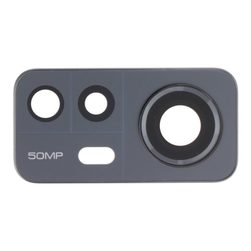 Galinės kameros stikliukas skirtas Xiaomi 12, 12X - Su rėmeliu - Juodas