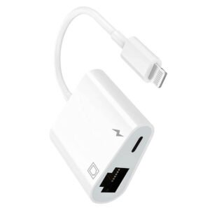 Apple Lightning to RJ45+Lightning Ethernet Adapteris