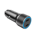 Auto įkroviklis F8 PD 40W 2xUSB-C – Juodas