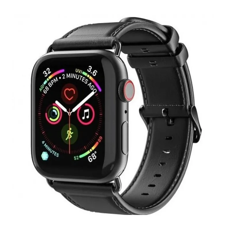 Apyrankė DUX DUCIS YA Genuine Leather Strap skirta Apple Watch 42444549mm – Black