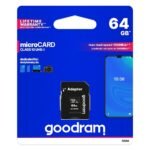 Micro SD atminties laikmena GOODRAM 64GB 100MBs Class 10 UHS I with adapter SD