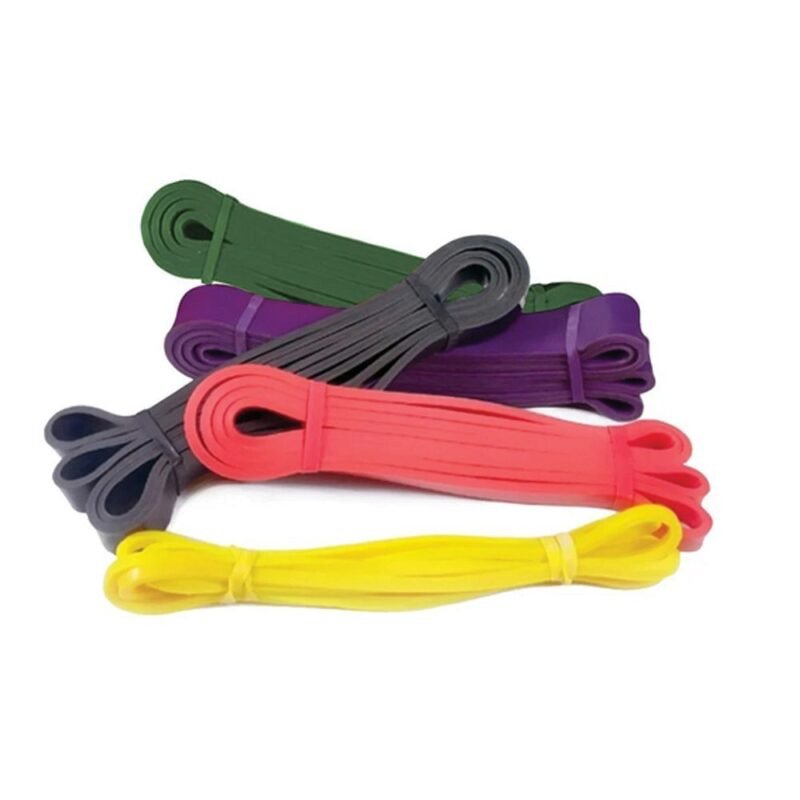 Atsparumo juostų rinkinys reabilitacijos pratimams su skirtingomis apkrovomis RC-K-291 5 vnt. įvairių spalvų