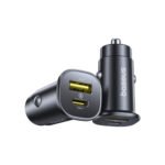 Baseus GoTrip USB-C USB-A 30 W automobilinis įkroviklis – juodas