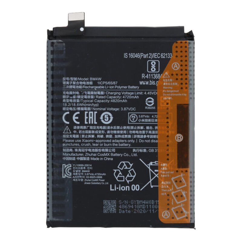 Baterija BM4W skirta Xiaomi Mi 10T Lite 5G/ Redmi Note 9 Pro 5G - 4820mAh - OEM