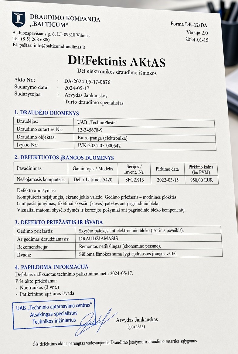 Defektinis aktas draudimui kaip teisingai diagnozuoti elektronikos gedimus ir gauti kompensaciją